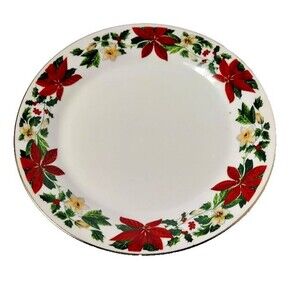 Vintage Gibson Poinsettia Bread Plate 7 Inch Replacement Piece